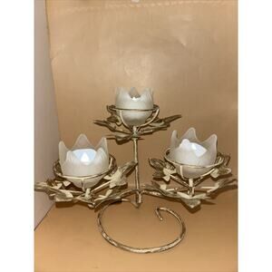 Lamplight Farms Candelabra Centerpiece Metal Ivy with 3 Glass Candleholders